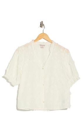Nanette Lepore 3D Flower Short Sleeve Top in Brilliant White at Nordstrom Rack, Size Small