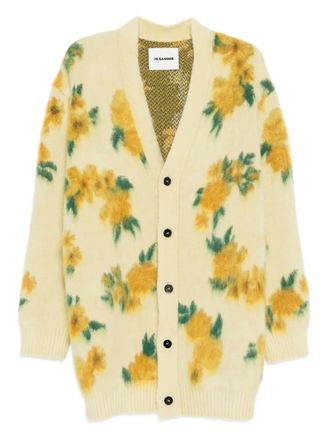 Jil Sander floral V-neck cardigan - Geel