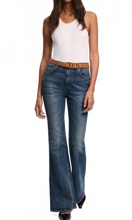 Dorothee Schumacher Leather Patch Flare Jeans In Blue