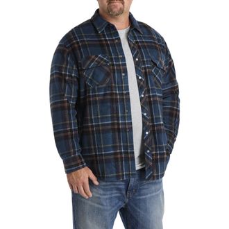 O'Neill Big & Tall Glacier Plaid Superfleece Flannel Shirt Jacket in Midnight Navy at Nordstrom, Size 5X Big