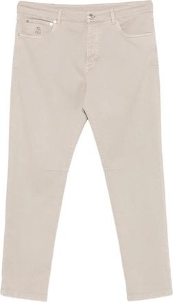 Brunello Cucinelli Rechtepijpse Jeans met Vijf Zakken - Heren - Slim Fit Jeans - Beige - XL - Katoen - Jeans