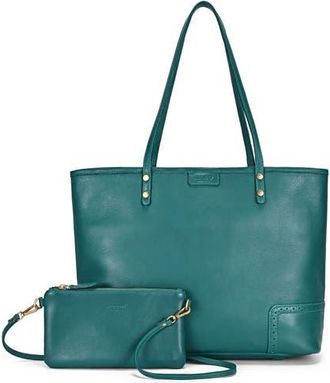 OLD TREND Camellia Medium Reversible Leather Tote in Teal at Nordstrom