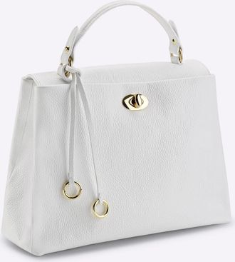 Heine Henkeltasche HEINE, Damen, Gr. B/H/T: 37cm x 26cm x 14cm, weiss (wei&szlig;), Leder, unifarben, Taschen Henkeltasche