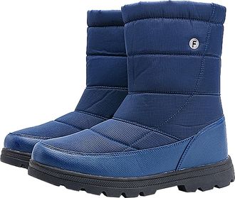 Generic Mens Snow Boots Fur Lined Winter Warm Mid Calf Boot Waterproof Thick Bottom Casual Shoe Flat Bottom Anti-Slip Walking Boot Lightweight Slip On Outdoor