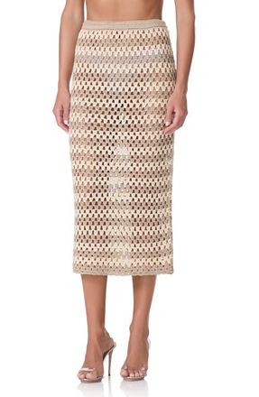 AFRM Natalia Stripe Crochet Maxi Skirt in Dune Stripe at Nordstrom, Size X-Large