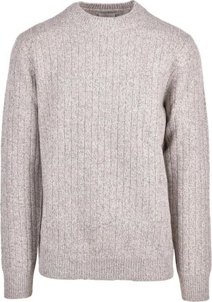 AT.P. CO Ribbed Knit Crewneck Sweater In Beige And Grey
