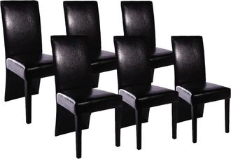 vidaXL Vidaxl - Sillas De Comedor 6 Unidades Cuero Sint&eacute;tico Negro