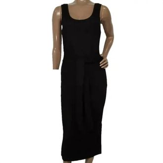 Toccin Womens Lucy Scoop Neck Tie Front Midi Tank Dress In Jet Black