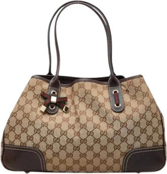 Gucci Pre-owned Handbags, female, Beige, Size: ONE SIZE Pre-owned Vintage Tote Bag