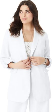 Roaman's Linen Blazer in White at Nordstrom, Size 22