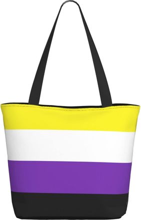 AOOEDM Non-Binary Pride Flag Ladies Shopping Bag 13x11x7in.The Perfect ValentineS Day Gift.It Is The Best ValentineS Day Gift For Mom, Daughter, Wife,Etc