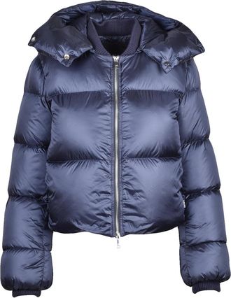 Add Blue Polyamide Short Down Jacket