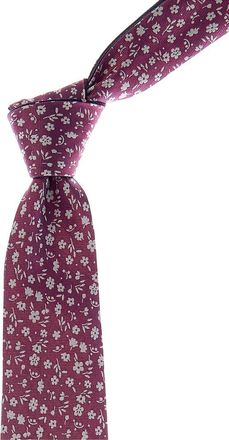 Canali Pink Floral/Navy Dots Reversible Silk Tie