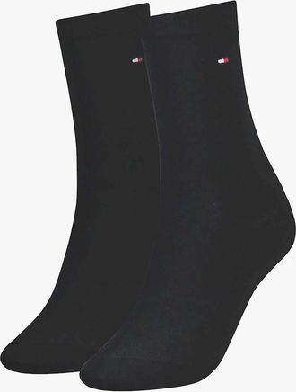 Tommy Hilfiger Womens Tommy Hilfiger 2 Pack Womens Crew Socks Black - Size: 6.5/6/8/7.5/7