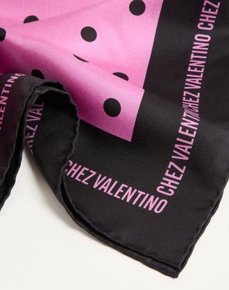 Valentino Garavani Foulard Chez Valentino In Seta Donna NERO/FUCSIA UNI