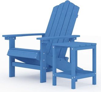 vidaXL Garden Adirondack Chair with Table HDPE Aqua Blue vidaXL