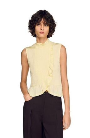 Sandro Ruffled smocked top in Light Yellow at Nordstrom, Size X-Small