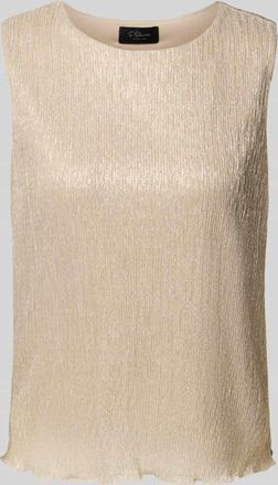 s.Oliver Black Label Loose Fit Plissee-Top mit Effektgarn in Gold, Größe 34