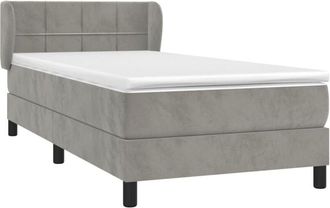 vidaXL Vidaxl - Cama Box Spring Con Colch&oacute;n Terciopelo Gris Claro 100x200 Cm