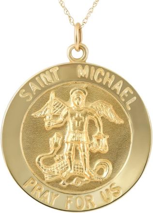 Pompeii3 14k Yellow Gold St. Michael Medal Pendant 1 Tall 4.5 Grams