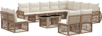 vidaXL Conjunto De Sof&aacute;s De Jard&iacute;n 13 Uds. Beige Y Blanco Crema Vidaxl