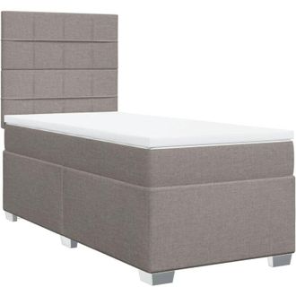 vidaXL Cama Box Spring Con Colch&oacute;n Tela Gris Taupe 90x200 Cm Vidaxl
