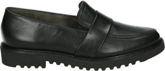 Paul Green Zwarte Instappers met Rubberen Zool - Dames - Loafers - Zwart - 40 EU - Leer - Schoenen