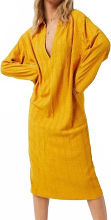 Free People Beach Aster Marigold Collar Tee Dress In Yellow