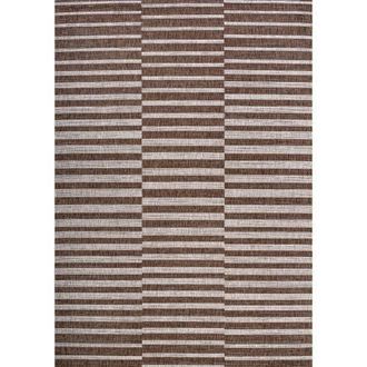 Jonathan Y Designs Sukie Modern Offset Stripe Indoor/Outdoor Area Rug in Brown/beige at Nordstrom, Size 2Ft 0In X 8Ft 0In