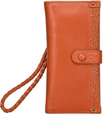 OLD TREND Iris Genuine Leather Modular RFID Wristlet Clutch in Cognac at Nordstrom