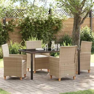 vidaXL Vidaxl - Conjunto De Comedor De Jard&iacute;n 5 Pcs Beige Rat&aacute;n Sint&eacute;tico