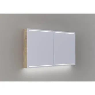 Thebalux spiegelkast type DeLuxe 70cm hoog, 2x deur, voorzien van schakelaar/stopcontact, indirecte LED in de onder-en bovenplaat, in de spiegelkast en bladver