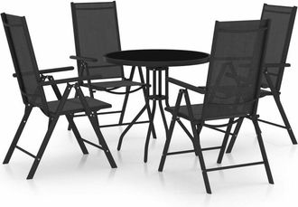 vidaXL Set De Comedor Para Jard&iacute;n 5 Piezas Aluminio Y Textilene Negro Vidaxl