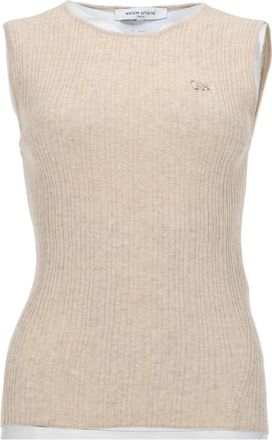 Maison Kitsun&eacute; Neutral Baby Fox Ribbed Knit Tank Top