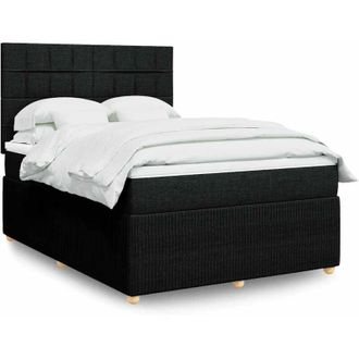 vidaXL Cama Box Spring Con Colch&oacute;n Tela Negro 140x190 Cm