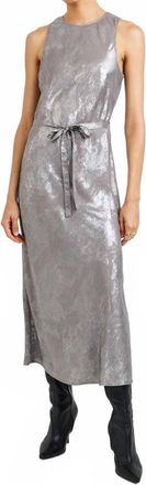 Bella Dahl Tank Midi Slip Dress In Silver Distress Foil