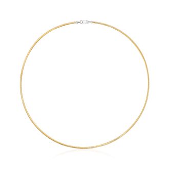Ross-Simons Italian 2mm Reversible Omega Necklace in Sterling Silver and 18kt Gold Over Sterling