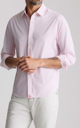 UNTUCKit Fairfax Microprint Performance Button-Up Shirt in New Pink at Nordstrom, Size Medium