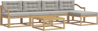 vidaXL Conjunto De Sof&aacute;s De Exterior 6 Uds. Blanco Y Gris Claro Vidaxl