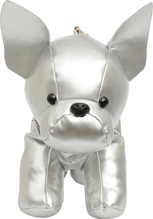 Generic Crossbody Bag for Men Women Bulldog Shaped Messenger Bag PU Leather Adjustable Strap with Zipper Satchel Purse for Shoping Travel (Silver)