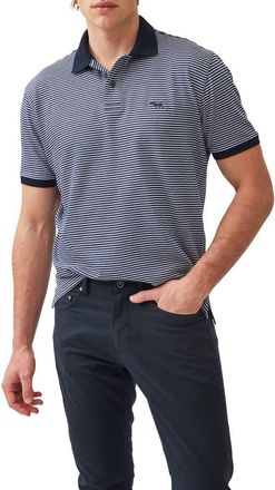 Rodd & Gunn Wye Creek Stripe Cotton Jacquard Polo in Midnight at Nordstrom, Size Xxx-Large