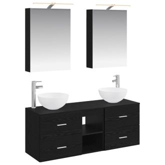 vidaXL Juego De Muebles De Ba&ntilde;o 5 Uds. Roble Negro Vidaxl
