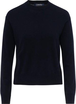 Max Mara Eco Stijlvolle Jurk - Dames - Ronde hals truien - Blauw - S - Truien & Vesten