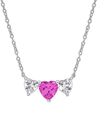 Rina Limor Silver 2.62 ct. tw. Lab-Grown Created Pink Sapphire, Created White Sapphire Pendant