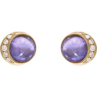 Eden Presley Moonrise Stud Earrings in Yellow Gold - Tanzanite at Nordstrom, Size Small