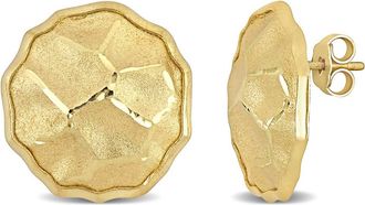 Amour 21 Mm Hammered Disc Earrings In Yellow Plated Sterling Silver