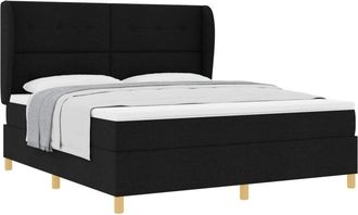 vidaXL Box Spring Bed with Mattress Dark Grey 90x190 cm Fabric Black vidaXL