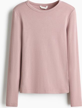 H&M Rippenshirt aus Baumwollmix - Pink
