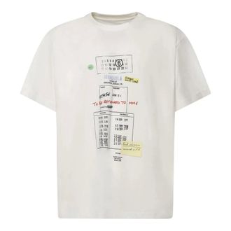 Maison Margiela T-Shirts, male, White, Size: M Printed Cotton Jersey T-Shirt