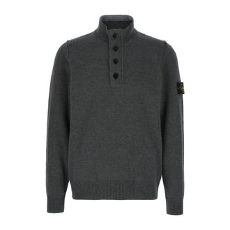 Stone Island Trui van scheerwolmix - Heren - Coltruien - Grijs - M - Wol - Truien & Vesten